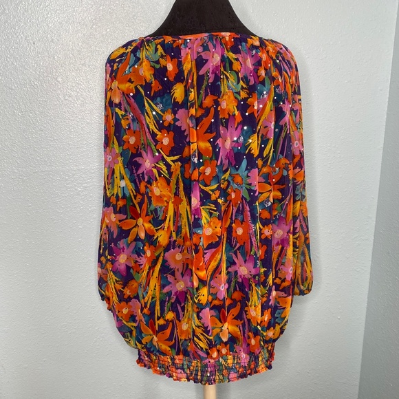 C.D. Daniels Rainbow Floral Plus Size Blouse - Picture 3 of 12